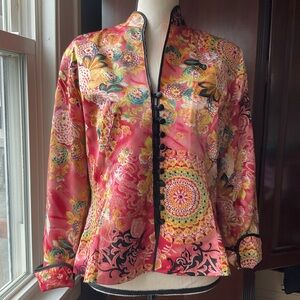Mesmerize Vintage 100% silk blouse w/ beaded embroidery, size Large, vintage